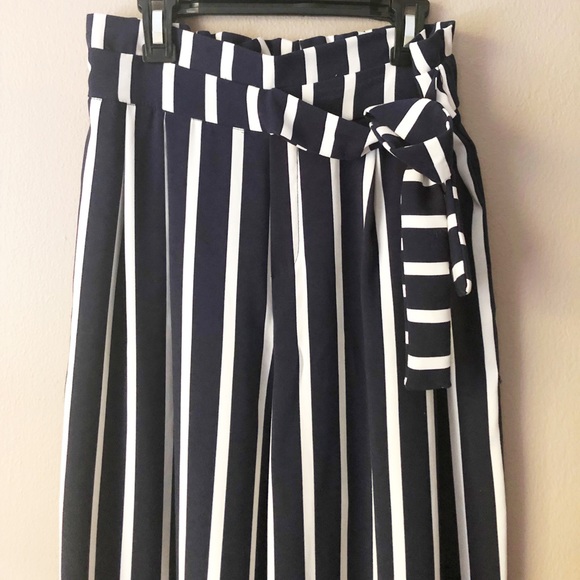 Zara wide leg bold striped cropped pants - Picture 3 of 10